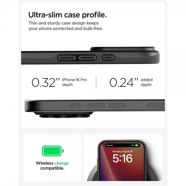 Spigen iPhone 16 Pro Cover Thin Fit MagFit Sort