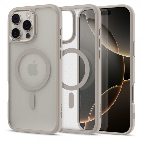 Spigen iPhone 16 Pro Cover Ultra Hybrid MagFit Frost Natural Titanium