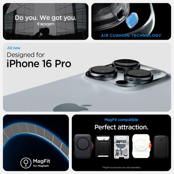 Spigen iPhone 16 Pro Cover Ultra Hybrid Zero One MagFit Natural Titanium
