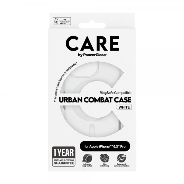 CARE by PanzerGlass iPhone 16 Pro Cover Urban Combat MagSafe Hvid