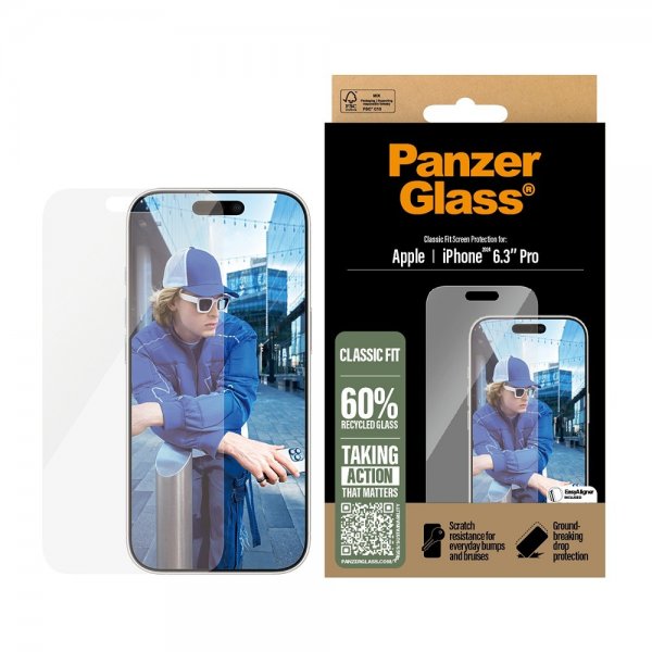 PanzerGlass iPhone 16 Pro Skærmbeskyttelse Classic Fit EasyAligner