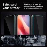 Spigen iPhone 16 Pro/iPhone 17/17 Pro Skærmbeskytter GLAS.tR EZ Fit Privacy 2-pak