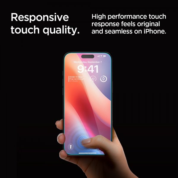 Spigen iPhone 16 Pro/iPhone 17/17 Pro Skærmbeskytter GLAS.tR EZ Fit Privacy 2-pak