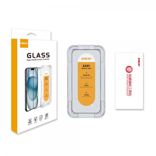 Enkay iPhone 16 Pro Skærmbeskyttelse med Monteringsramme Easy Install