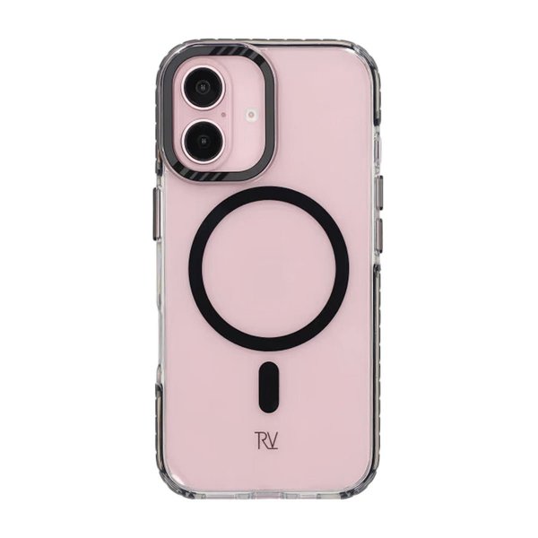 Rvelon iPhone 16 Cover TPU MagSafe Sort/Gennemsigtig