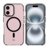 Rvelon iPhone 16 Cover TPU MagSafe Sort/Gennemsigtig