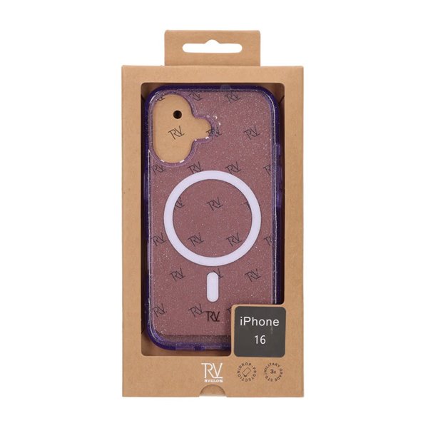 Rvelon iPhone 16 Cover Glitter MagSafe Lilla