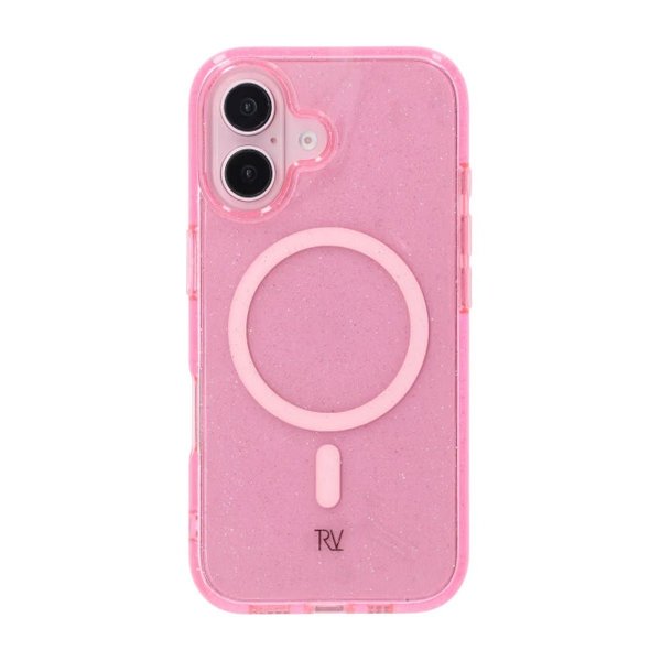 Rvelon iPhone 16 Cover Glitter MagSafe Rosa