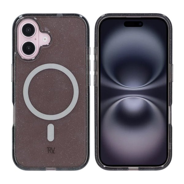 Rvelon iPhone 16 Cover Glitter MagSafe Sort