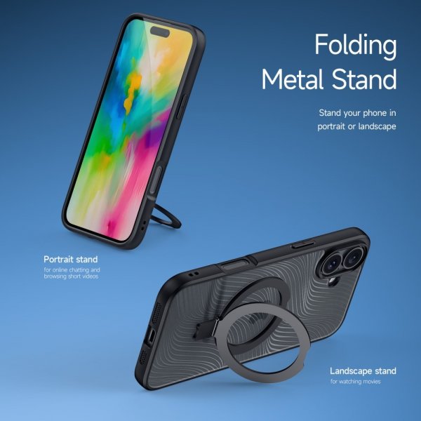 Dux Ducis iPhone 16 Cover Aimo Series MagSafe Kickstand Sort