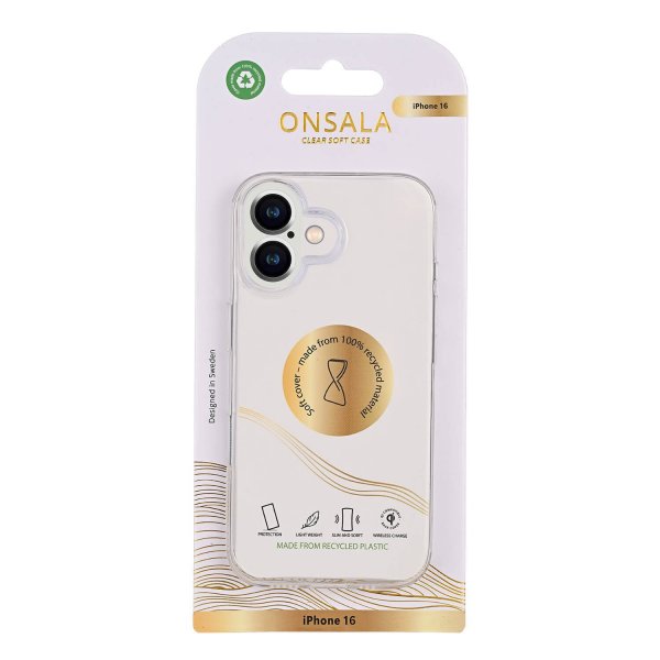 Onsala iPhone 16 Cover Genanvendt TPU Transparent