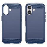 iPhone 16 Cover Børstet Kulfibertekstur Blå