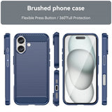 iPhone 16 Cover Børstet Kulfibertekstur Blå