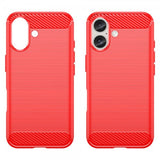 iPhone 16 Cover Børstet Kulfibertekstur Rød