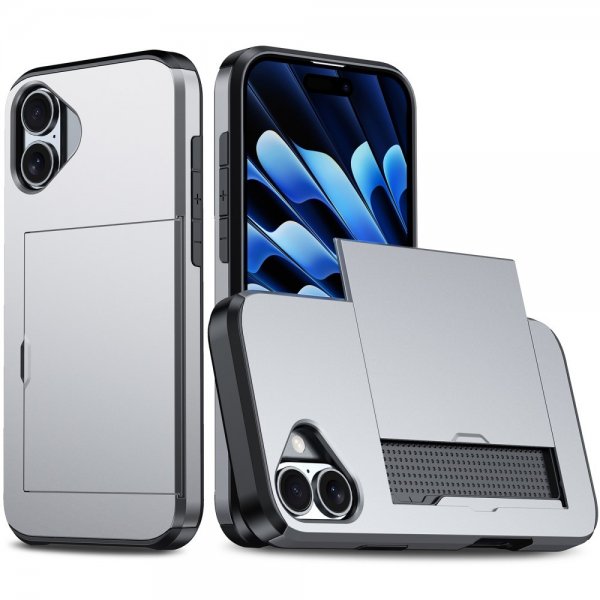 iPhone 16 Cover Card Slide Grå