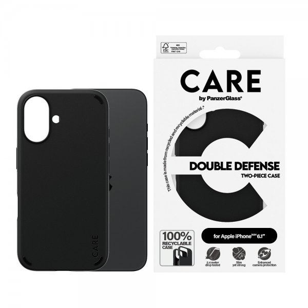 CARE by PanzerGlass iPhone 16 Cover Double Defence Sort