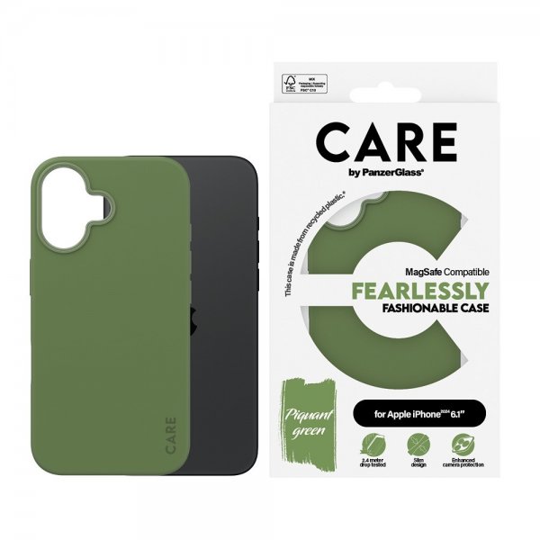 CARE by PanzerGlass iPhone 16 Cover Fashionable MagSafe Grøn