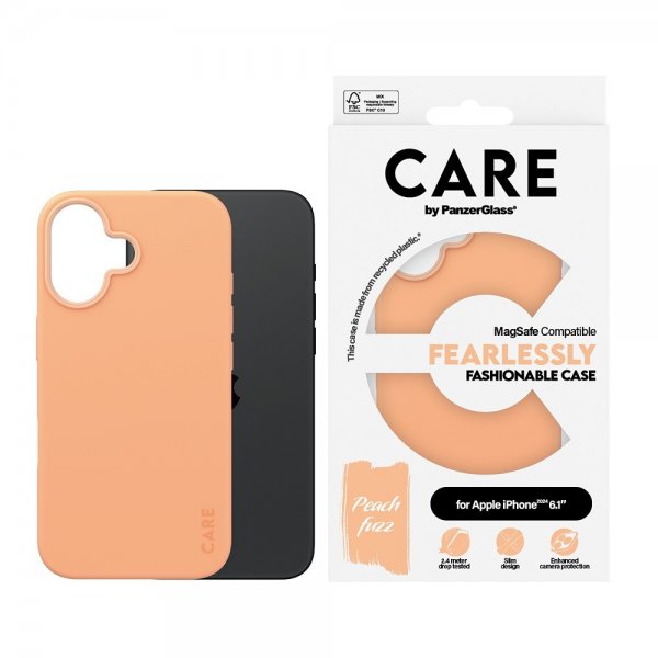 CARE by PanzerGlass iPhone 16 Cover Fashionable MagSafe Peachy