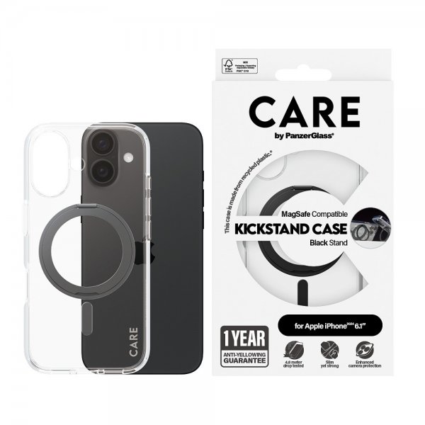 CARE by PanzerGlass iPhone 16 Cover Kickstand MagSafe Sort