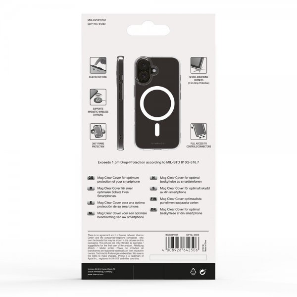 Vivanco iPhone 16 Cover Mag Clear Transparent