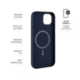 Fastgjort iPhone 16 Cover MagLæder Blå