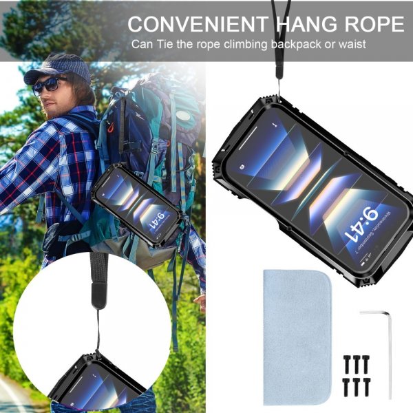 R-JUST iPhone 16 Cover Metal Stødabsorberende Sort