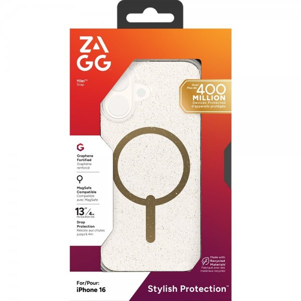 ZAGG iPhone 16 Cover Milan Snap Gold Glitter