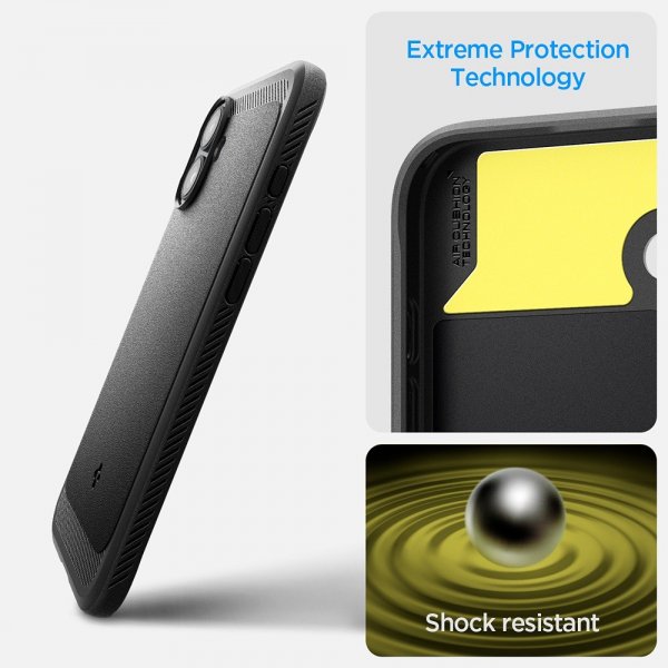 Spigen iPhone 16 Cover Rugged Armor MagFit Mat Sort