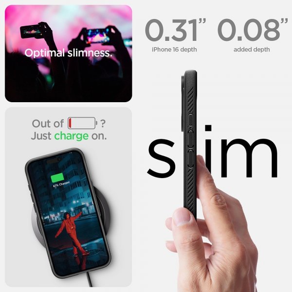 Spigen iPhone 16 Cover Rugged Armor MagFit Mat Sort