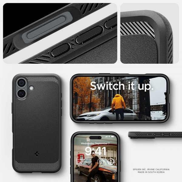 Spigen iPhone 16 Cover Rugged Armor MagFit Mat Sort