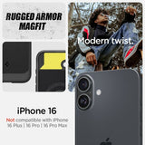 Spigen iPhone 16 Cover Rugged Armor MagFit Mat Sort