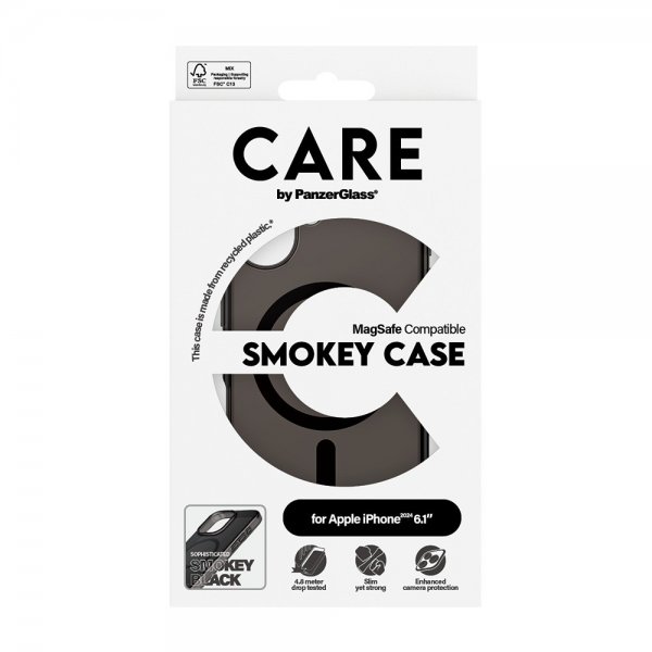 CARE by PanzerGlass iPhone 16 Cover Smokey MagSafe Sort