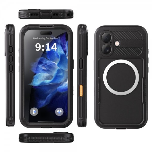 Redpepper iPhone 16 Cover Vandafvisende IP68 MagSafe Sort