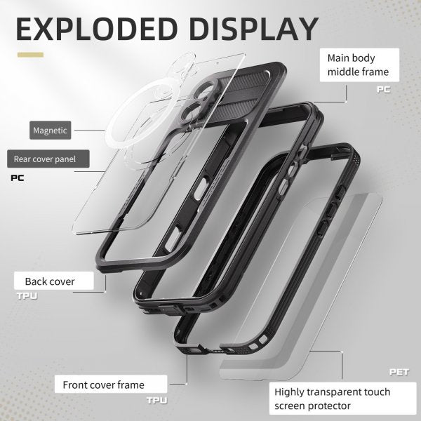 Redpepper iPhone 16 Cover Vandafvisende IP68 MagSafe Sort