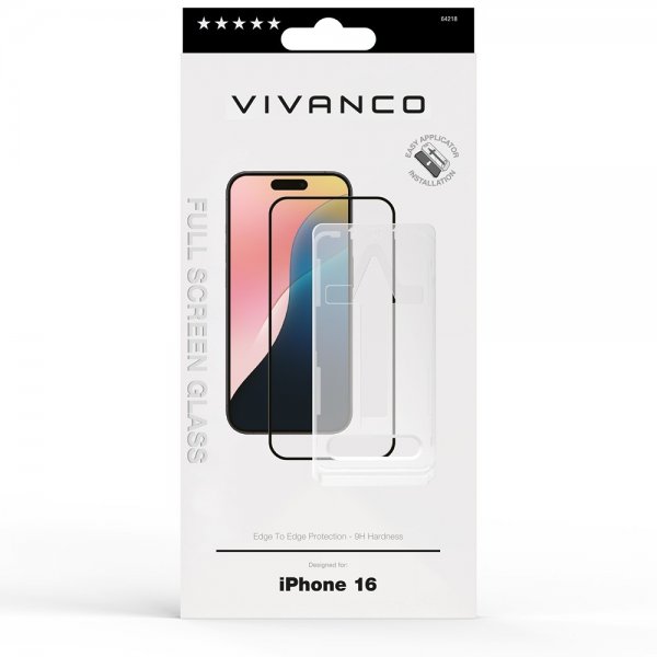 Vivanco iPhone 16 Skærmbeskyttelse Fuld Skærm