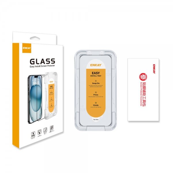 Enkay iPhone 16 Skærmbeskyttelse med Monteringsramme Easy Install