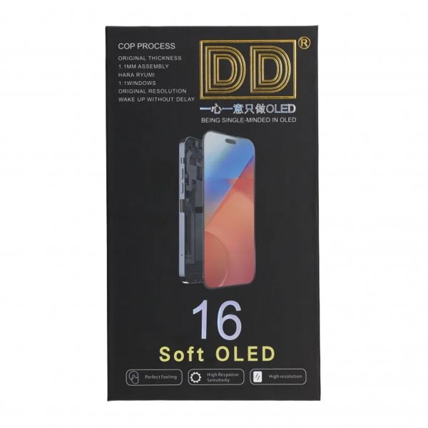 iPhone 16 Soft OLED Skærm Høj Kvalitet Sort (DD brand)