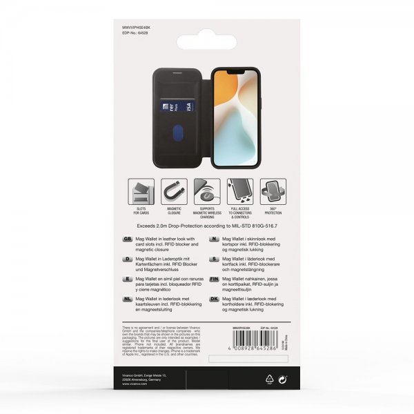 Vivanco iPhone 16e/17e Fodral Mag Wallet Sort