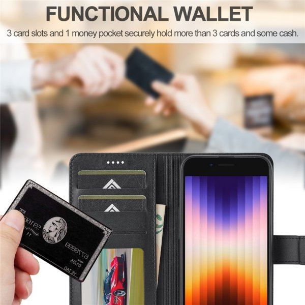 Lc.Imeeke iPhone 16/17 Etui med Kortlomme Standfunktion Sort