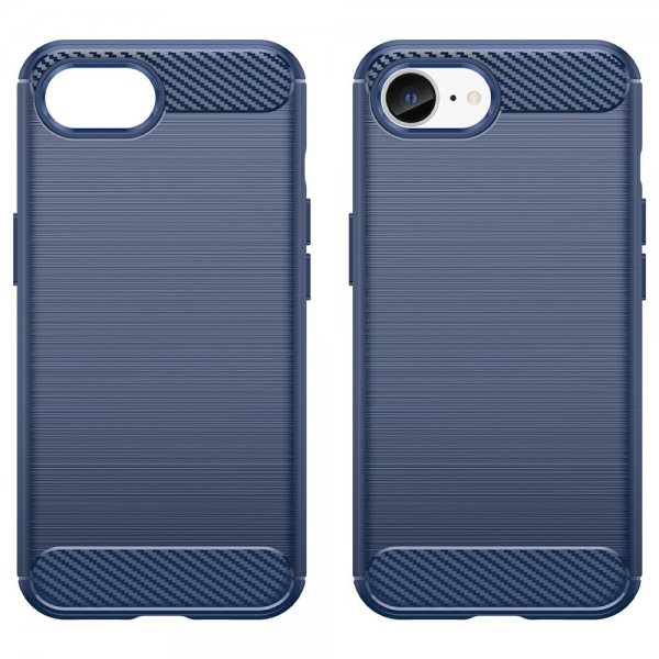 iPhone 16./17. cover børstet kulfibertekstur blå