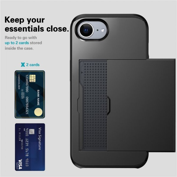 iPhone 16./17. generation Cover med kortplads Sort