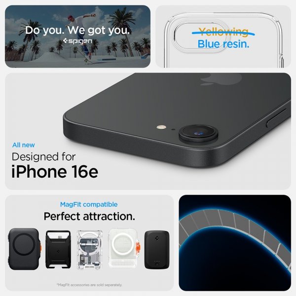 Spigen iPhone 16e/17e Cover Liquid Crystal MagFit Clear White