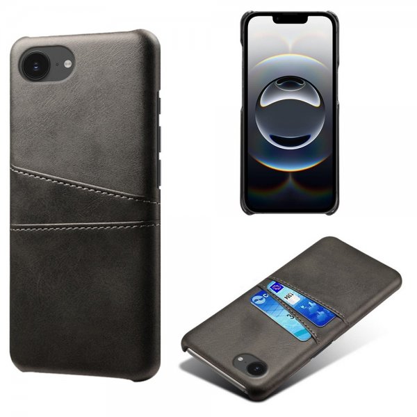 iPhone 16./17. cover med to kortlommer, sort