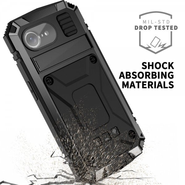 R-JUST iPhone 16e/17e Cover Metal Stødsikkert Sort