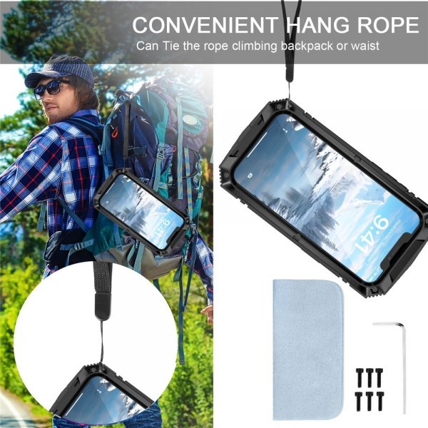 R-JUST iPhone 16e/17e Cover Metal Stødsikkert Sort