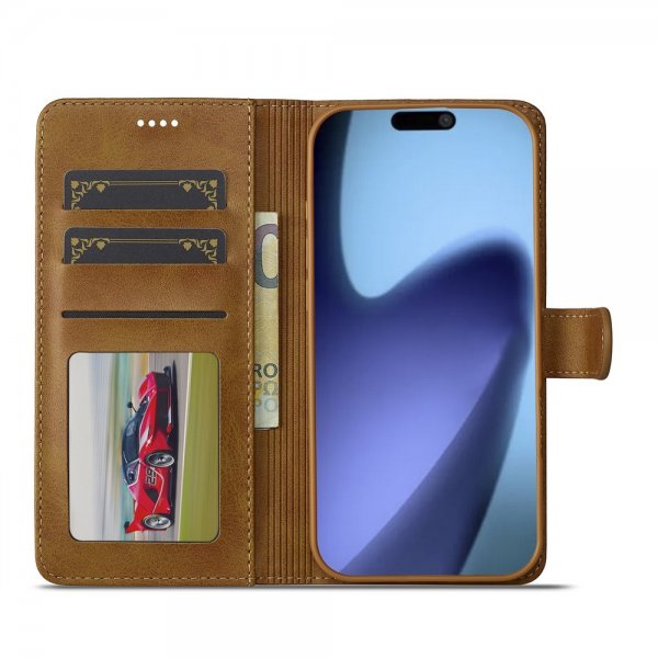 Lc.Imeeke iPhone Air Cover med Kortplads Stativfunktion Lysebrun