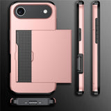 iPhone Air Cover med Kortplads og Skydelåge Blå