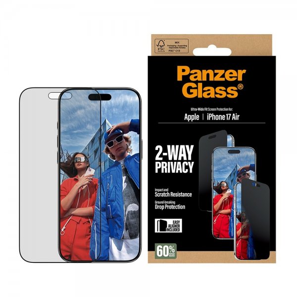 PanzerGlass iPhone Air Skærmbeskyttelse Ultra-Wide Fit Privacy EasyAligner
