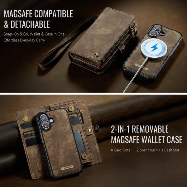 CaseMe iPhone 17 Etui 008 Series Aftageligt Cover Brun