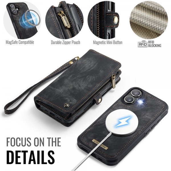 CaseMe iPhone 17 Etui 008 Series Aftagelig Skal Sort